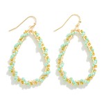 Wholesale gold Teardrop Earring Wrapped Beaded Details L