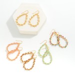 Wholesale gold Teardrop Earring Wrapped Beaded Details L