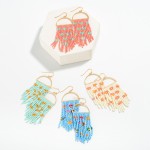 Wholesale gold Arch Seed Beaded Flower Tassel Drop Earrings L