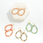 Wholesale gold Teardrop Earring Faceted Beaded Metal Accents L