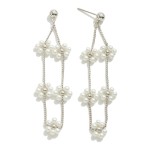 Wholesale floral Pearl Drop Earrings Gold Accents L