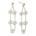 Floral Pearl Drop Earrings with Gold Accents

- Approximately 2.5" L