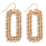 Wholesale metal Glitter Rectangle Drop Earrings Wired Beads L