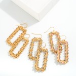 Wholesale metal Glitter Rectangle Drop Earrings Wired Beads L