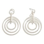 Wholesale linked Textured Metal Hoops Drop Earrings L