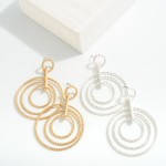 Wholesale linked Textured Metal Hoops Drop Earrings L