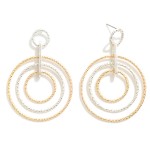 Wholesale linked Textured Metal Hoops Drop Earrings L