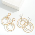 Wholesale linked Textured Metal Hoops Drop Earrings L