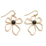 Wholesale metal Flower Drop Earrings Semi Precious Natural Stone Detail L