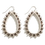 Metal Teardrop Earrings Featuring Beaded Edge Design

- Approximately 1.75" L