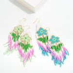 Seed Beaded Flower Tassel Drop Earrings

- Approximately 4.5" L