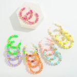 Wholesale iridescent Beaded Drop Hoop Earrings L