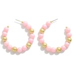 Wholesale iridescent Beaded Drop Hoop Earrings L