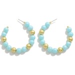 Wholesale iridescent Beaded Drop Hoop Earrings L