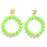 Pearlescent Solid Color Beaded Hoop Drop Earrings

- Approximately 2.5" L