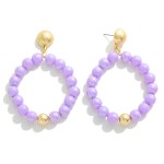 Wholesale pearlescent Solid Color Beaded Hoop Drop Earrings L