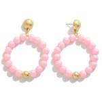 Wholesale pearlescent Solid Color Beaded Hoop Drop Earrings L