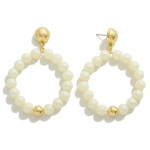 Pearlescent Solid Color Beaded Hoop Drop Earrings

- Approximately 2.5" L