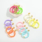 Wholesale pearlescent Solid Color Beaded Hoop Drop Earrings L