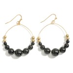 Dainty Circular Drop Earrings With Tapered Natural Stone Beads

- Approximately 2" L