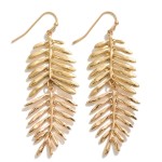 Wholesale metal Layered Leaf Drop Earrings L