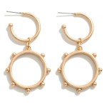 Worn Linked Circular Drop Earring With Fixed Bead Detail

- Approximately 2" L