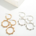 Wholesale worn Linked Circular Drop Earring Fixed Bead Detail L