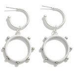 Worn Linked Circular Drop Earring With Fixed Bead Detail

- Approximately 2" L