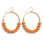 Wholesale gold Drop Earrings Wood Beaded Accent L