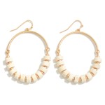 Wholesale gold Drop Earrings Wood Beaded Accent L