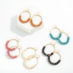 Wholesale gold Drop Earrings Wood Beaded Accent L