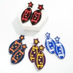 Wholesale seed Beaded Football Earring Star Stitching Detail L