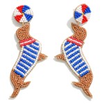 Wholesale seed Beaded Seal Ball Drop Earrings L