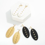 Lightweight Leather Drop Earrings With Gold Tone Accents

- Approximately 2.5" L