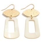 Wholesale rectangle Resin Drop Earring Gold Accents L