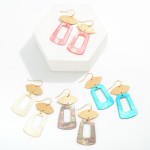 Wholesale rectangle Resin Drop Earring Gold Accents L