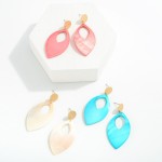 Teardrop Shell Earrings With Gold Tone Post 

- Approximately 1.75" L