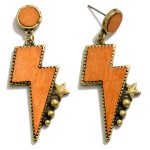 Wholesale western Metal Wood Lightning Bolt Drop Earrings L