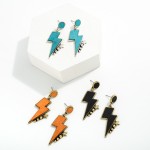 Wholesale western Metal Wood Lightning Bolt Drop Earrings L