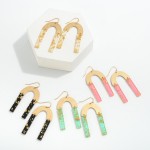 Wholesale textured Gold Arch Gold Inlay Resin Dangle L