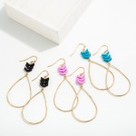 Wholesale dainty Gold Teardrop Earrings Wood Chevron Details L