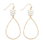 Dainty Gold Tone Teardrop Earrings With Wood Chevron Details

- Approximately 2.75" L