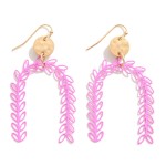 Wholesale leaf Arch Drop Earrings Gold Post L