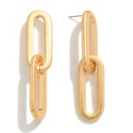 Worn Gold Tone Paperclip Drop Earrings

- Approximately 2" L 
- Hypoallergenic Titanium Post 