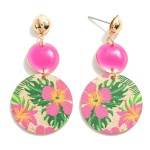 Wholesale waterfall Circular Drop Earring Tropical Flower Overlay L