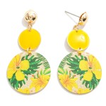 Wholesale waterfall Circular Drop Earring Tropical Flower Overlay L