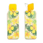 Wholesale rectangular Drop Earring Tropical Flower Overlay L