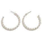 Wholesale pearl Brass Metal Beaded Hoop Earrings Brass Metal D