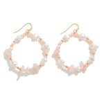 Wholesale semi Precious Natural Stone Beaded Hoop Drop Earrings Raw Pearl Bead D