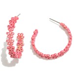 Wholesale metal Flower Drop Hoop Earrings L